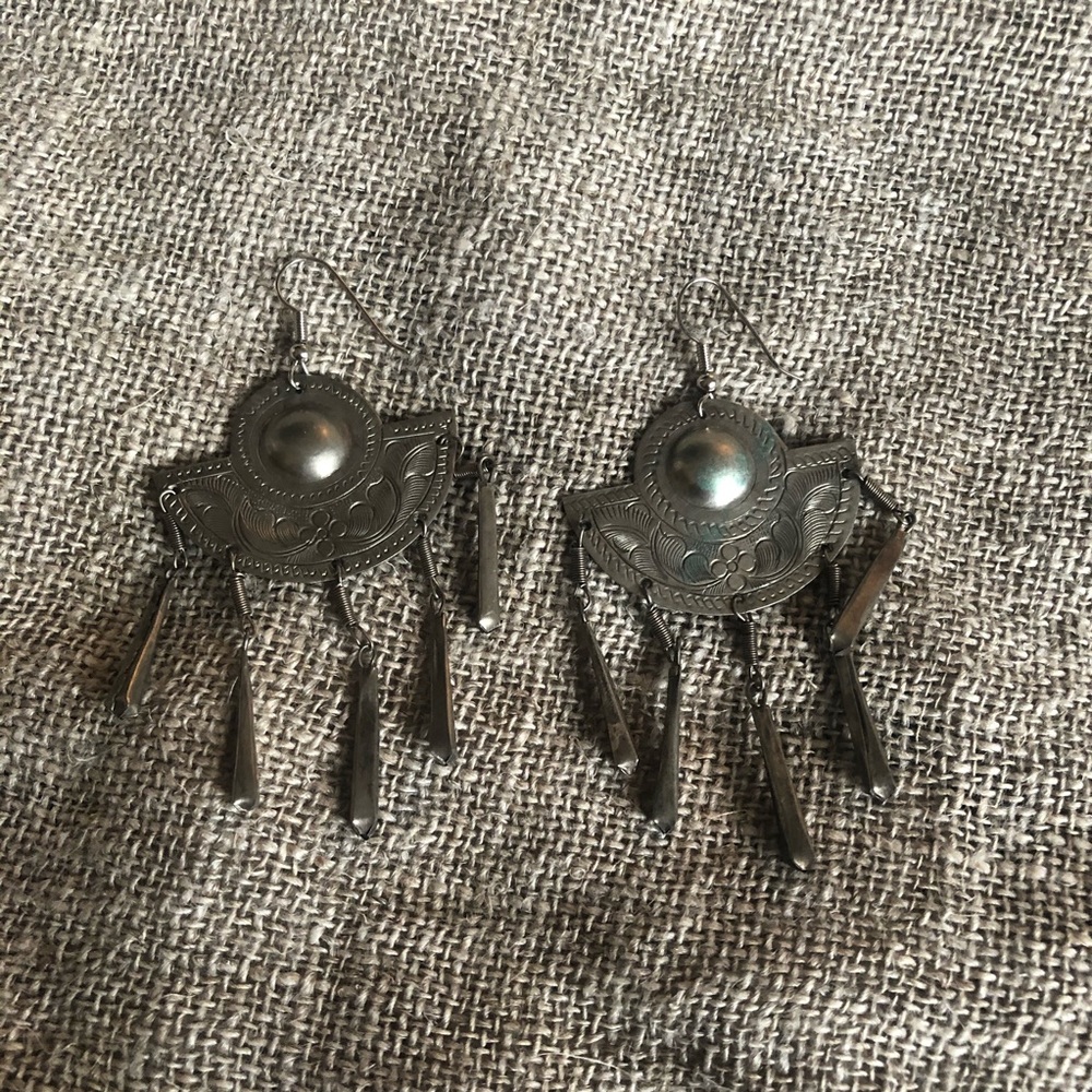 Silver brass India dangle earrings